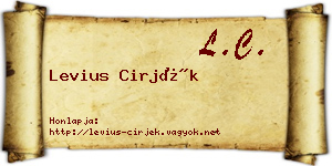 Levius Cirjék névjegykártya